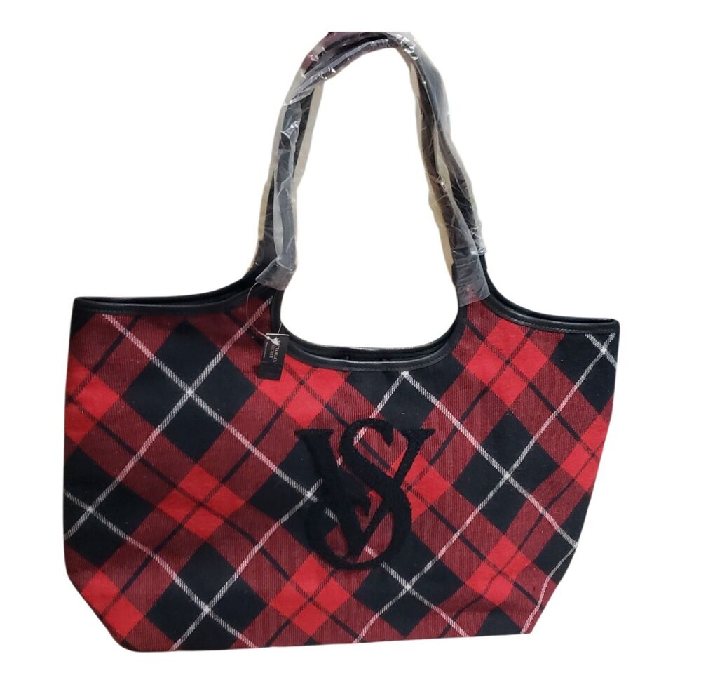 NEW Victoria's Secret Limited Edition Plaid Holiday Carryall Tote Bag